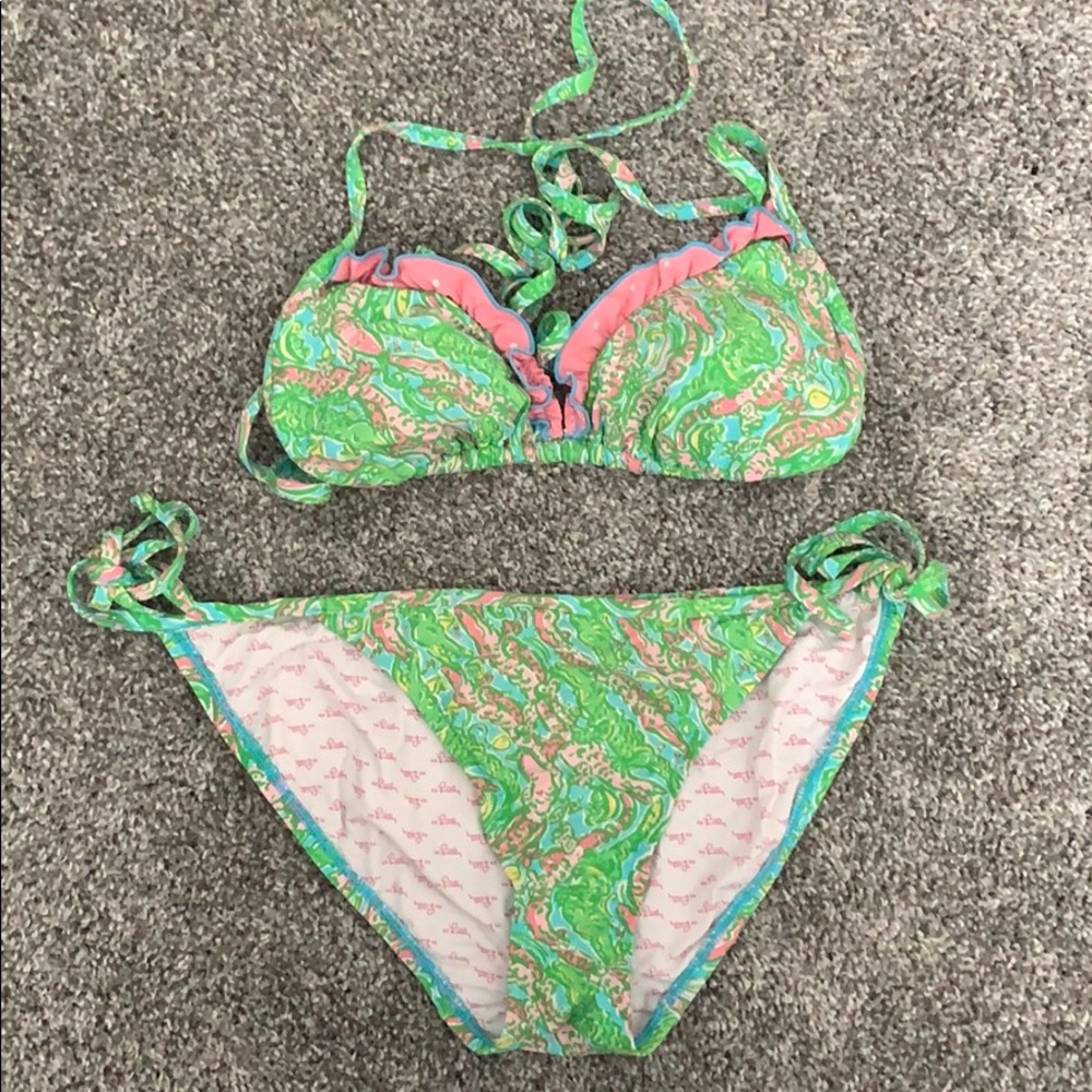 Small Lilly Pulitzer Chomp Chomp Alligator Bikini